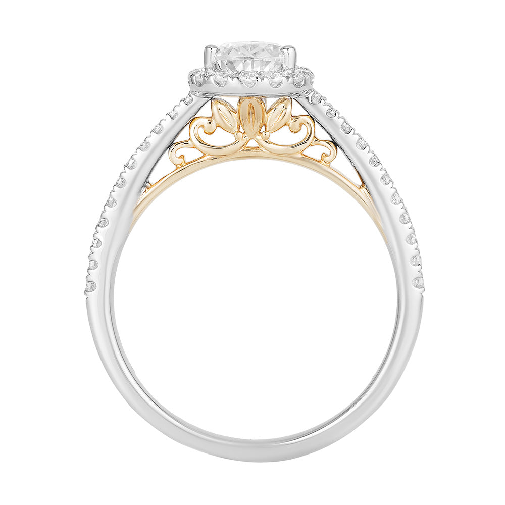 Enchanted Disney Rapunzel Engagement Ring with .75 Carat TW of Diamonds in 14kt White and Yellow Gold