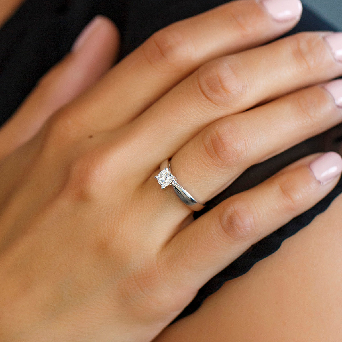 Fire Of The North Solitaire Engagement Ring with .50 Carat Diamond in 14kt White Gold