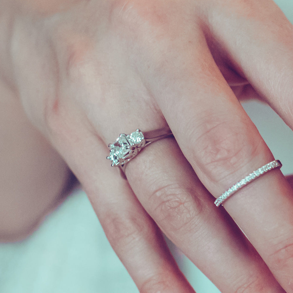 Fire of the North Three Stone Engagement Ring with 1.02 Carat TW of Diamonds in 18kt White Gold
