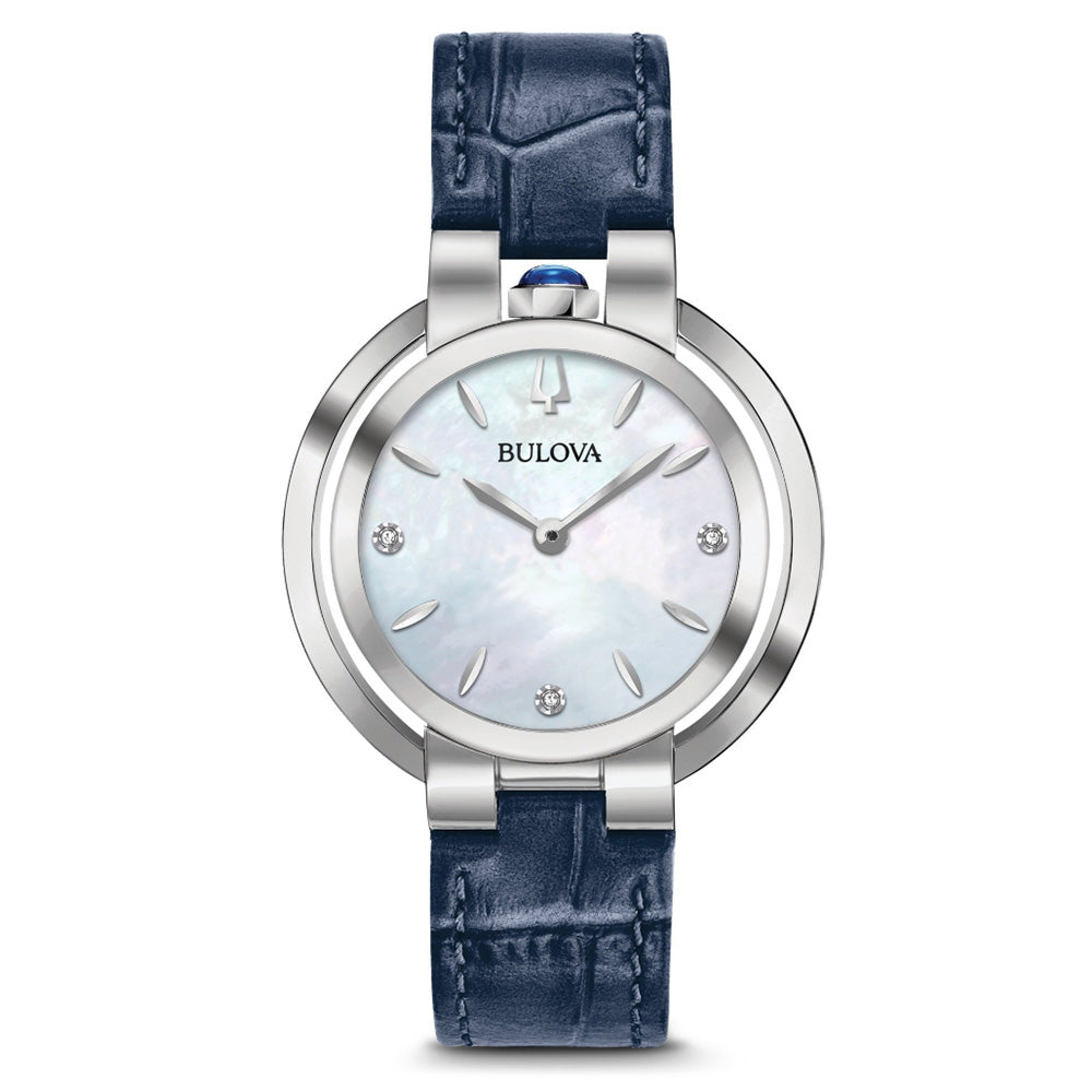 Women's Bulova Rubaiyat Blue Leather Strap Watch