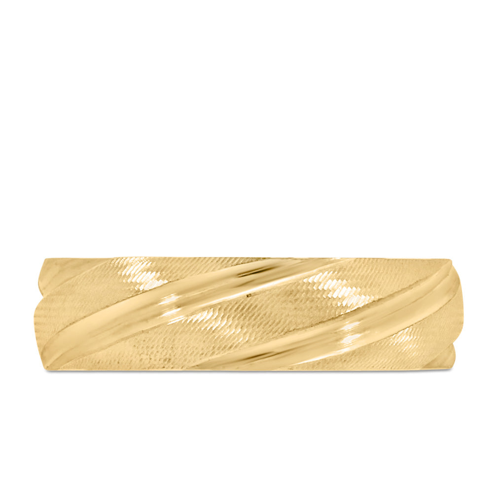 6MM Spiral Comfort Fit Wedding Band in Yellow Gold