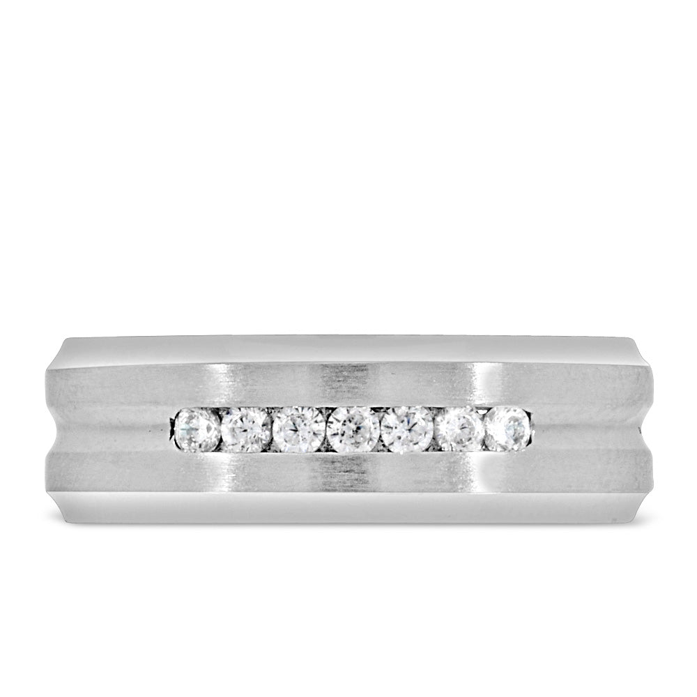 7MM Comfort Fit Wedding Band with .25 Carat TW of Diamonds in White Gold