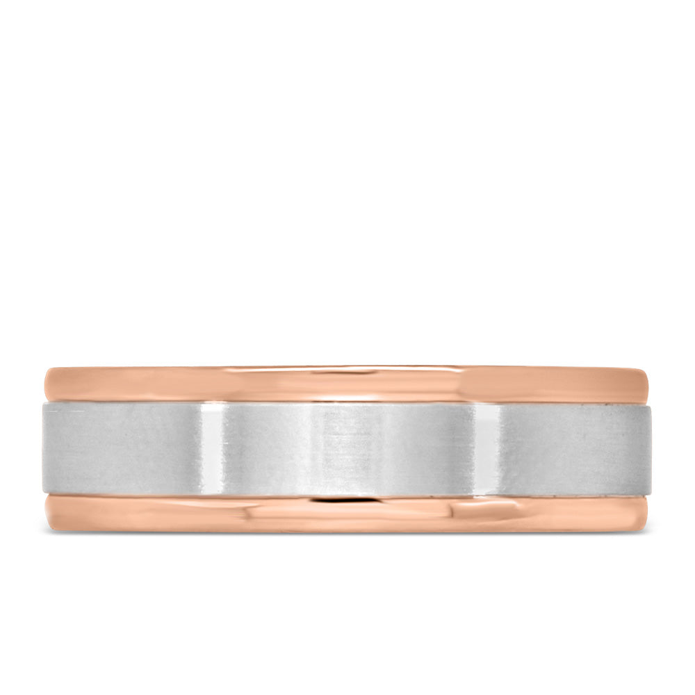 6MM Comfort Fit Wedding Band in White and Rose Gold