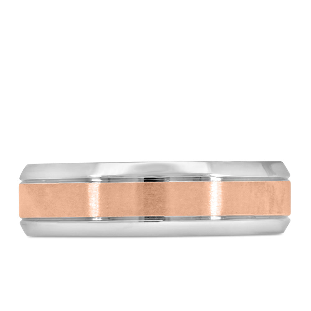 6MM Comfort Fit Wedding Band in White and Rose Gold