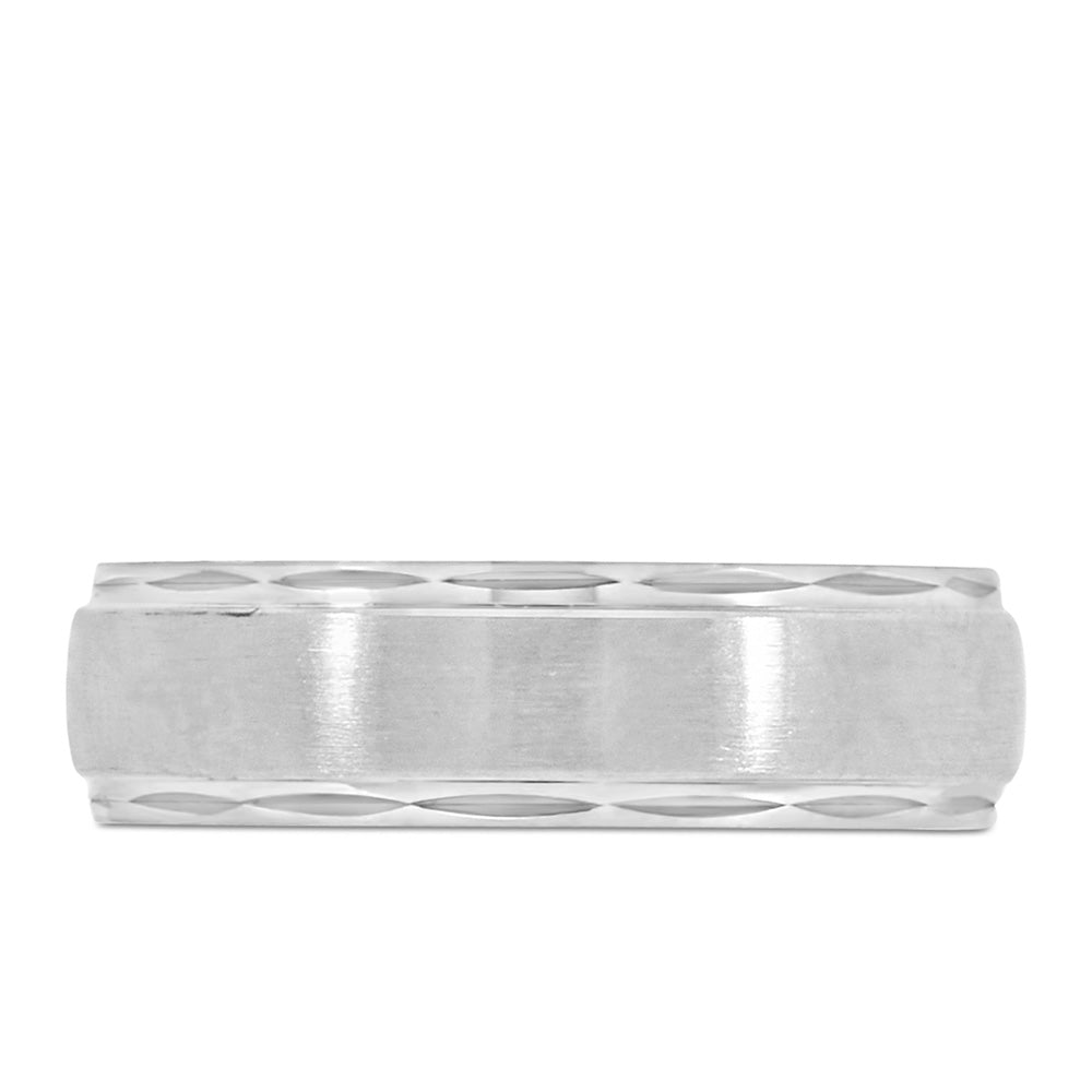6MM Satin Finish Comfort Fit Wedding Band in White Gold