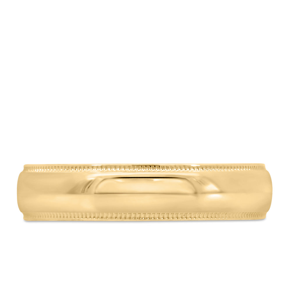 5MM Comfort Fit Milgrain Wedding Band in Yellow Gold