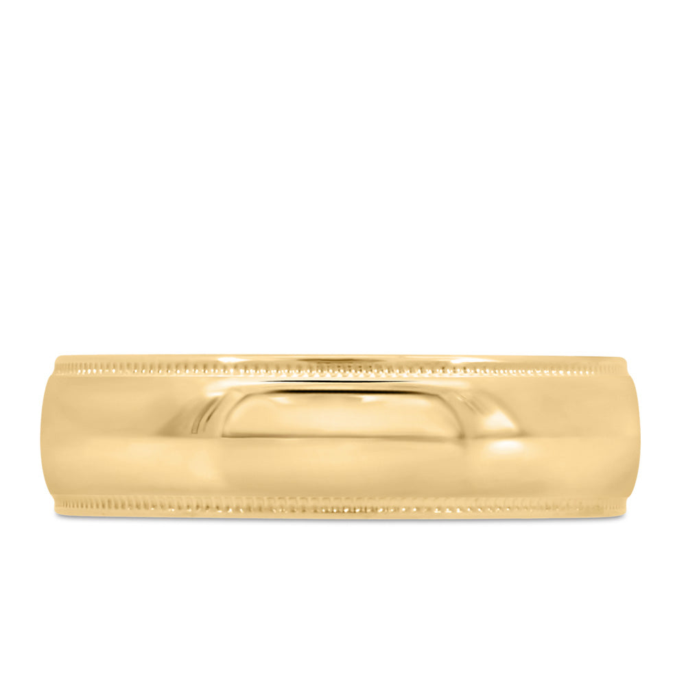 6MM Comfort Fit Milgrain Wedding Band in Yellow Gold