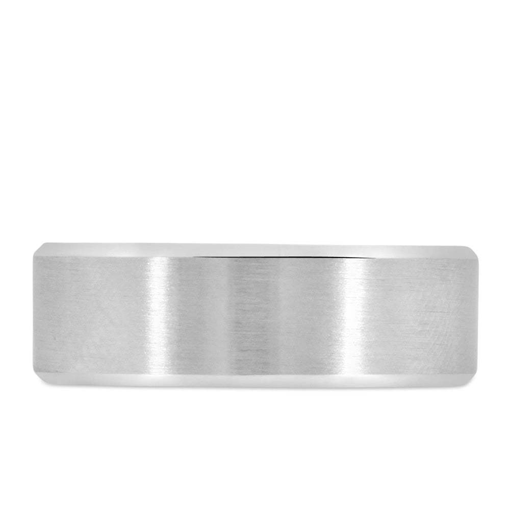 7MM Satin Finish Comfort Fit Wedding Band in White Gold
