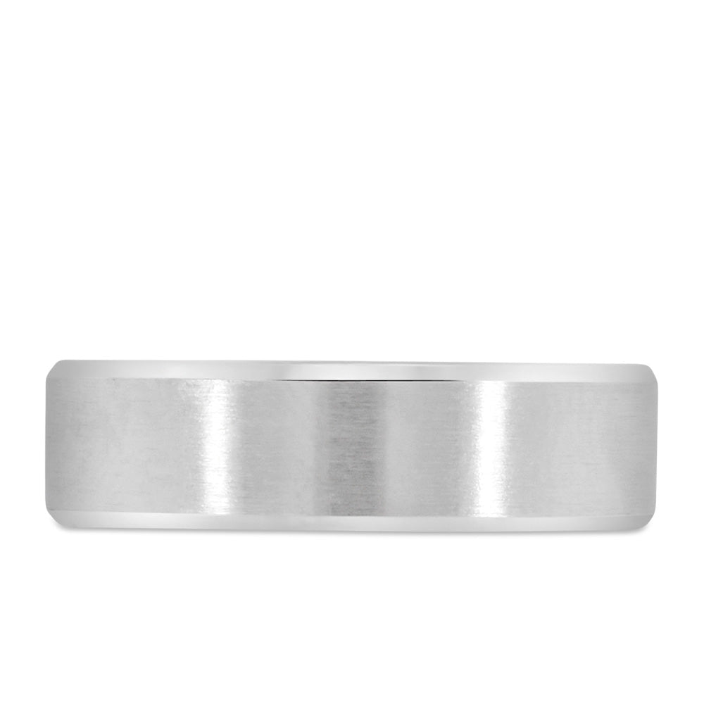 6MM Satin Finish Comfort Fit Wedding Band in White Gold