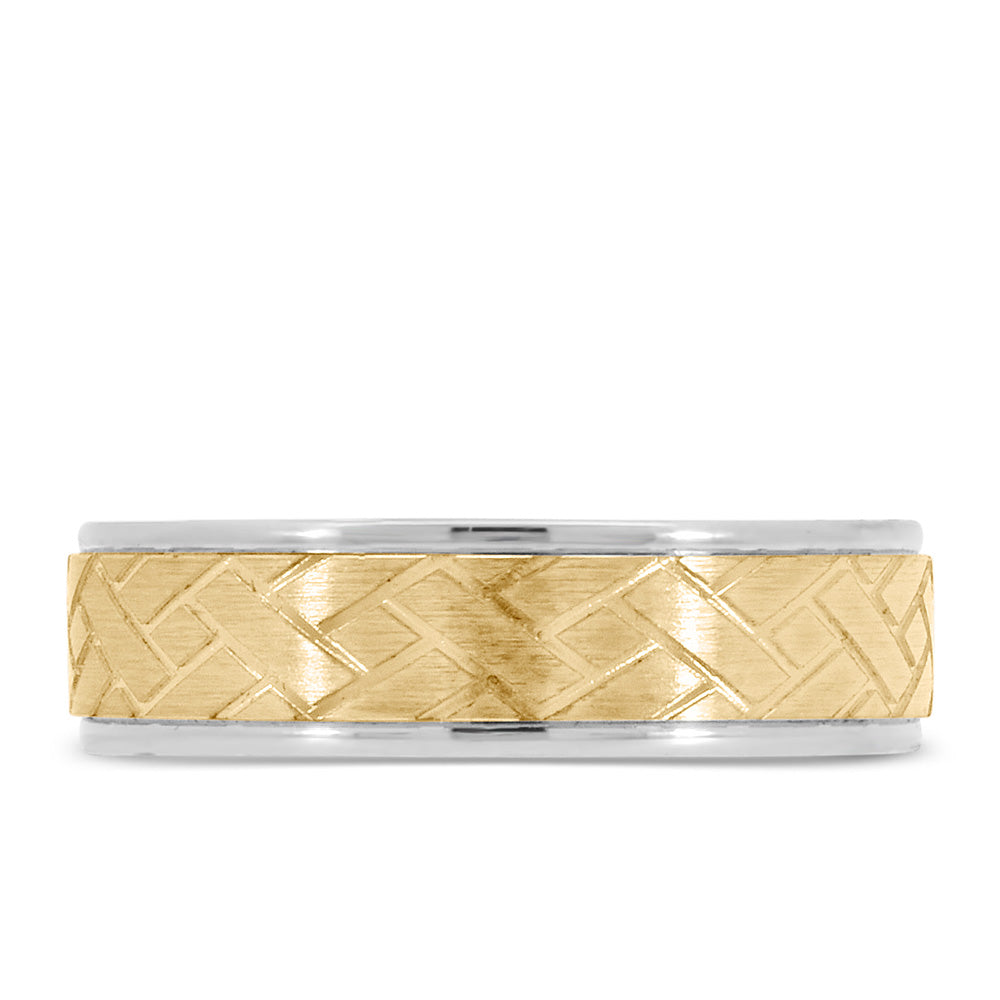 6MM Comfort Fit Wedding Band in White and Yellow Gold