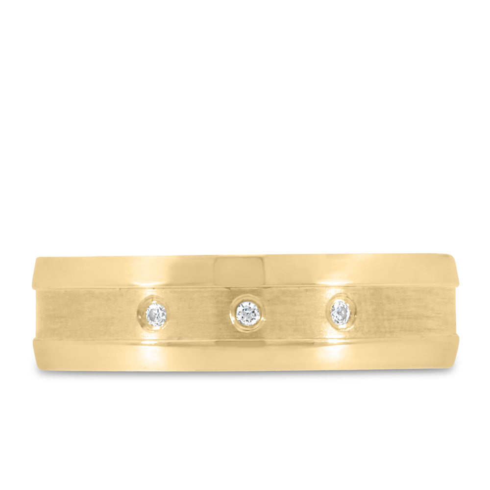 6MM Comfort Fit Wedding Band Diamonds in Yellow Gold