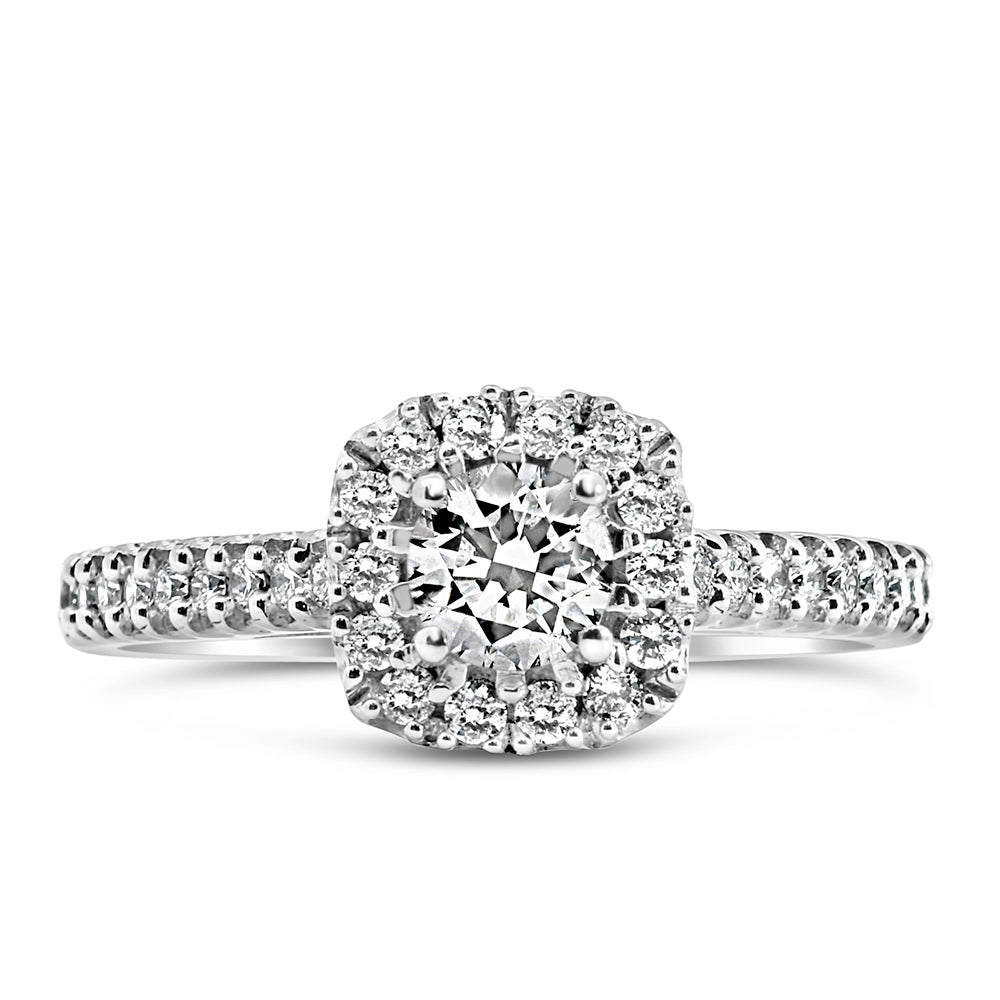 Magnificent Fire of the North Engagement Ring adorned with sparkling diamonds totaling 0.62 carats, set in exquisite 14kt white gold