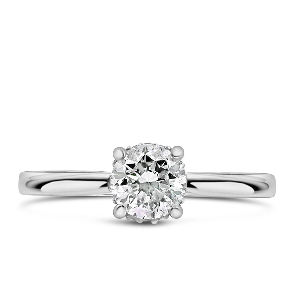 Colourless Collection Solitaire Engagement Ring crafted in 18kt White Gold, adorned with a total of .74 Carats of dazzling Diamonds