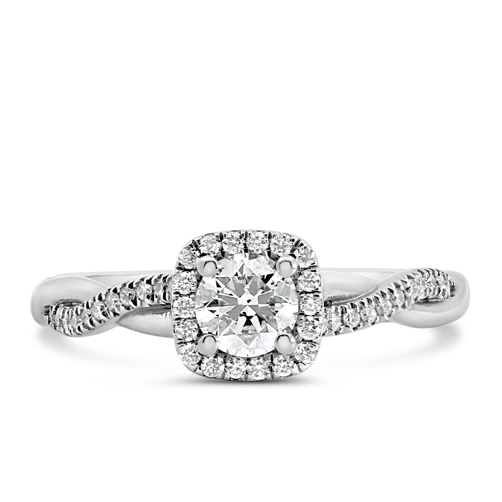 Colourless Collection Halo Engagement Ring with .70 Carat TW of Diamonds in 18kt White Gold