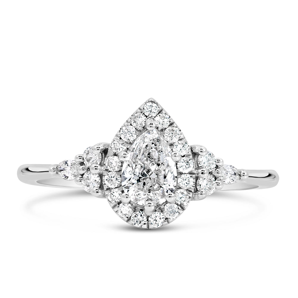 Colourless Collection Halo Engagement Ring with .74 Carat TW of Diamonds in 18kt White Gold