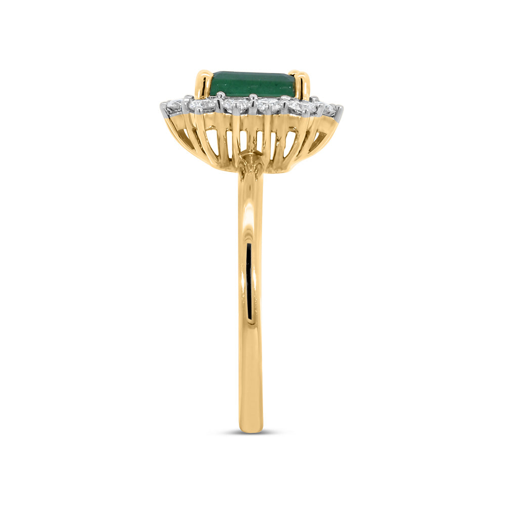Ring with 7X5MM Emerald Cut Emerald and .45 Carat TW of Diamonds in 14kt Yellow Gold