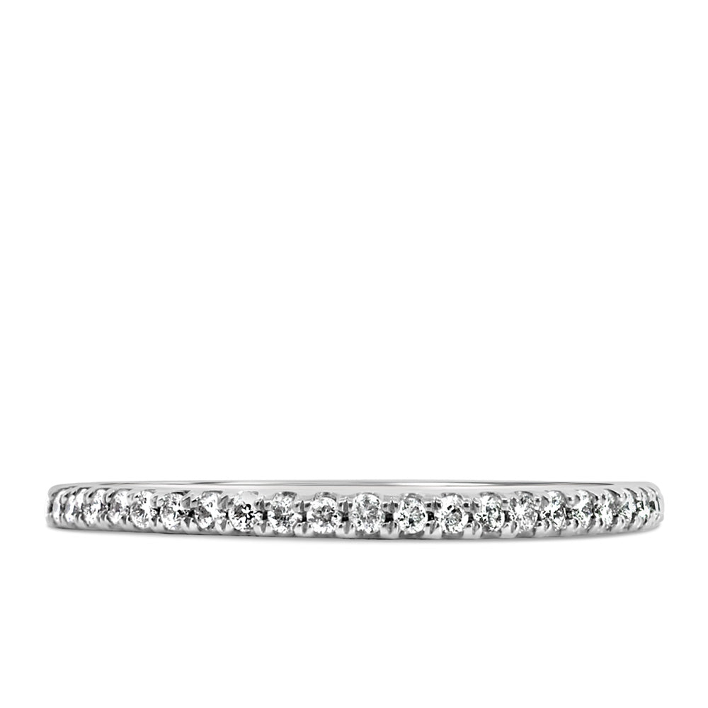Northern Facet Matching Wedding Band with .15 Carat TW of Diamonds in 18kt White Gold