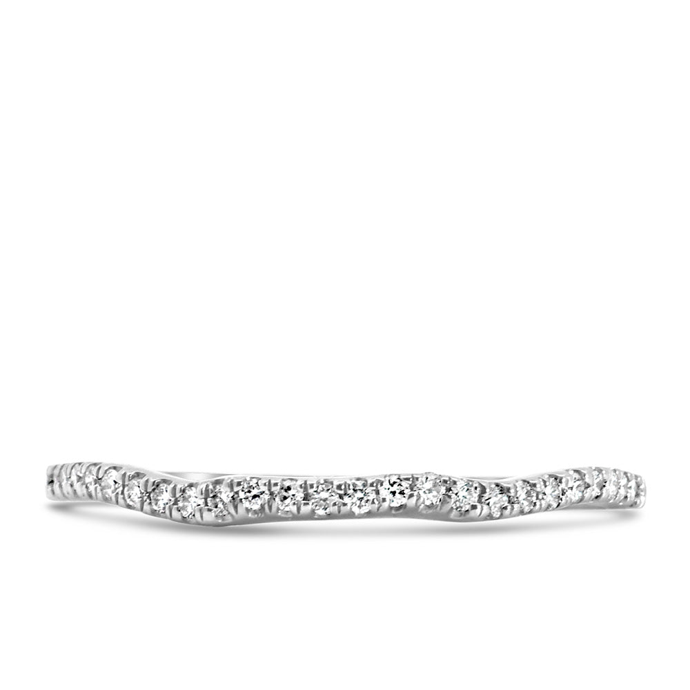 Northern Facet Matching Wedding Band with .12 Carat TW of Diamonds in 18kt White Gold