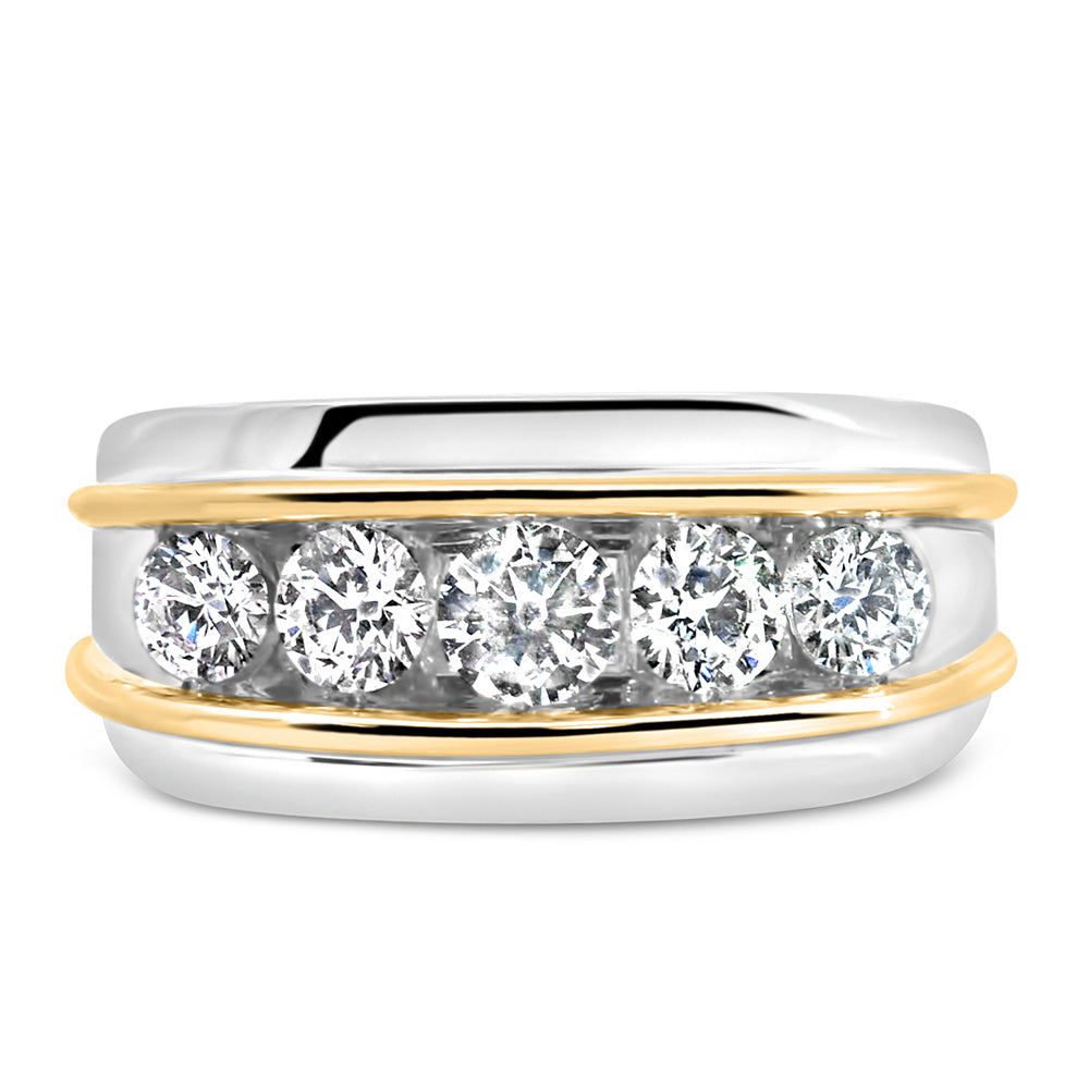 Men's Ring with 1.50 Carat TW of Lab Created Diamonds in 10kt White and Yellow Gold