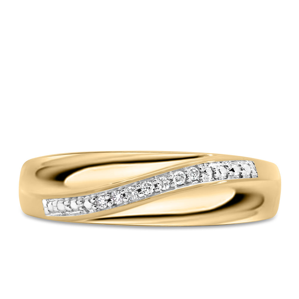 Men's Wedding Band with .05 Carat TW of Diamonds in 10kt Yellow Gold