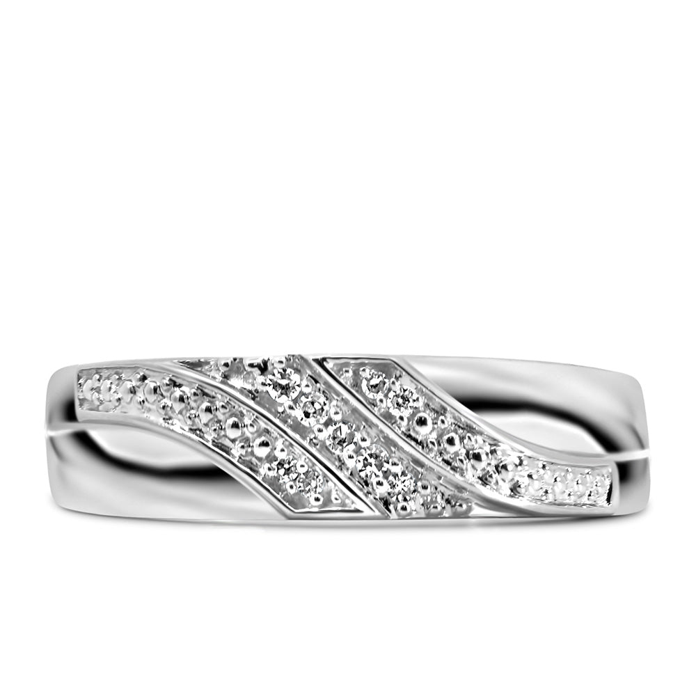 Men's Wedding Band with .05 Carat TW of Diamonds in 10kt White Gold