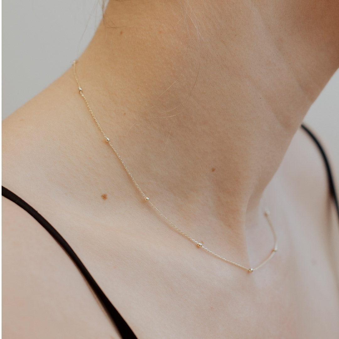 15"-16" Sierra Beaded Choker Necklace in 10kt Yellow Gold