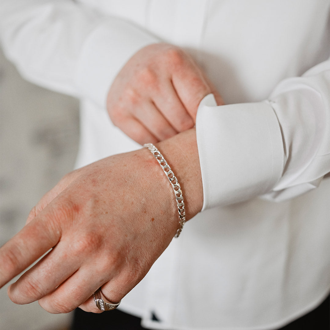 8" Square Curb Bracelet in Sterling Silver