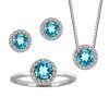 Birthstone Set Bundle with Genuine Blue Topaz and Cubic Zirconia in Sterling Silver