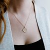 15MM Cancer Zodiac Disc Pendant in 10kt Yellow Gold with Chain