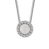 18″ Pendant with Genuine Opal and Cubic Zirconia in Sterling Silver with Chain