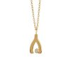 18″ Wishbone Necklace with Diamond in 10kt Yellow Gold
