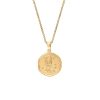 15MM Aquarius Zodiac Disc Pendant in 10kt Yellow Gold with Chain