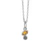 Resilience Mini Duo Pendant with Citrine and Grey Moonstone in Sterling Silver with Chain