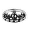 Queens Gambit King Ring with .25 Carat TW of Black and White Diamonds Sterling Silver
