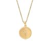 15MM Gemini Zodiac Disc Pendant in 10kt Yellow Gold with Chain