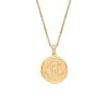 15MM Cancer Zodiac Disc Pendant in 10kt Yellow Gold with Chain