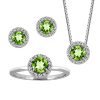 Birthstone Set Bundle with Genuine Peridot and Cubic Zirconia in Sterling Silver