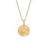 15MM Leo Zodiac Disc Pendant in 10kt Yellow Gold with Chain