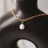 16″-18″ Necklace with Pearl in Gold Plated Sterling Silver