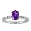 Ring with .07 Carat TW of Diamonds and Amethyst in 10kt White Gold