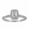 Halo Engagement Ring with .75 Carat TW of Diamonds in 14kt White Gold