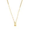 18″ Cable Link Lock Necklace in Gold Plated Sterling Silver