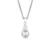 Oval Pendant with Cubic Zirconia in Sterling Silver with Chain