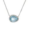 Oceanview Pendant with Blue Topaz and Cubic Zirconia in Sterling Silver with Chain