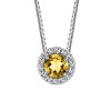 18″ Pendant with Genuine Citrine and Cubic Zirconia in Sterling Silver with Chain