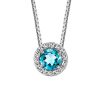 18″ Pendant with Genuine Blue Topaz and Cubic Zirconia in Sterling Silver with Chain