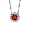 18″ Pendant with Genuine Garnet and Cubic Zirconia in Sterling Silver with Chain