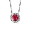 18″ Pendant with Created Ruby and Cubic Zirconia in Sterling Silver with Chain
