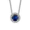 18″ Pendant with Created Sapphire and Cubic Zirconia in Sterling Silver with Chain