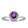 Ring with Genuine Amethyst and Cubic Zirconia in Sterling Silver